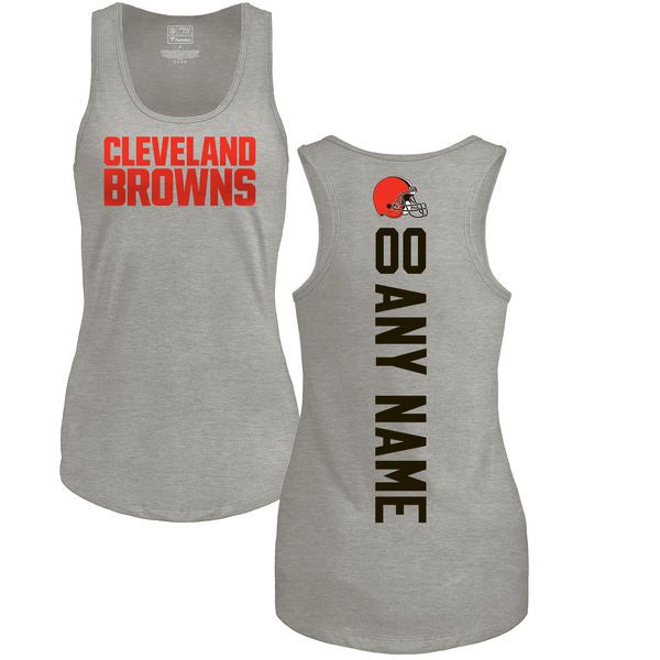 Women Cleveland Browns NFL Pro Line by Fanatics Branded Ash Custom Backer Tri-Blend Tank Top T-Shirt